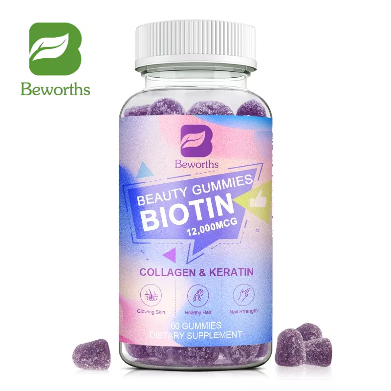 Beworths Biotin Gummies 12000 Mcg With Collagen Keratin Chlorophyll