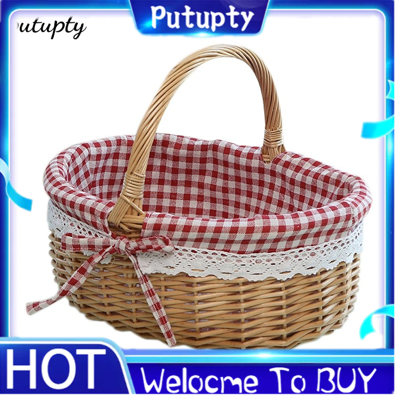 Wicker Basket Gift Baskets Empty Oval Willow Woven Picnic Basket with ...