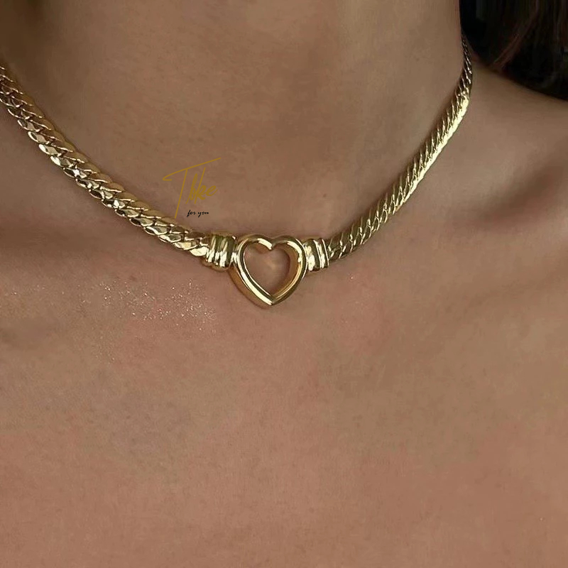 Tala 18K Gold Kyle Inspired - Titanium Steel Cuban Chain Hollow Heart ...