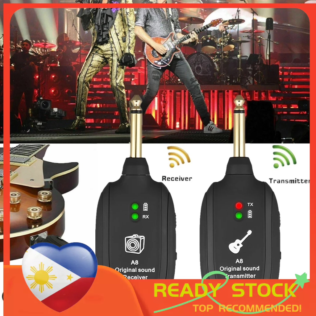 guitar wireless transmitter A8 UHF Wireless Guitar Transmitter Receiver Set 730mhz 50M Range for