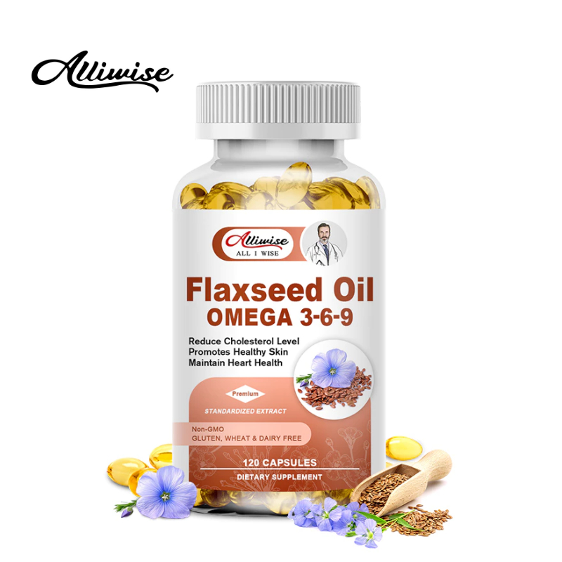Alliwise Flaxseed Oil 1000mg Softgels Omega 369 Supplement for Reduce