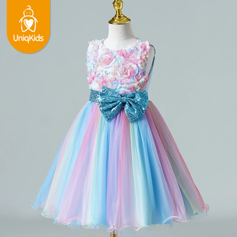 Uniqkids New children's summer dress Princess Dress Sleeveless bow ...