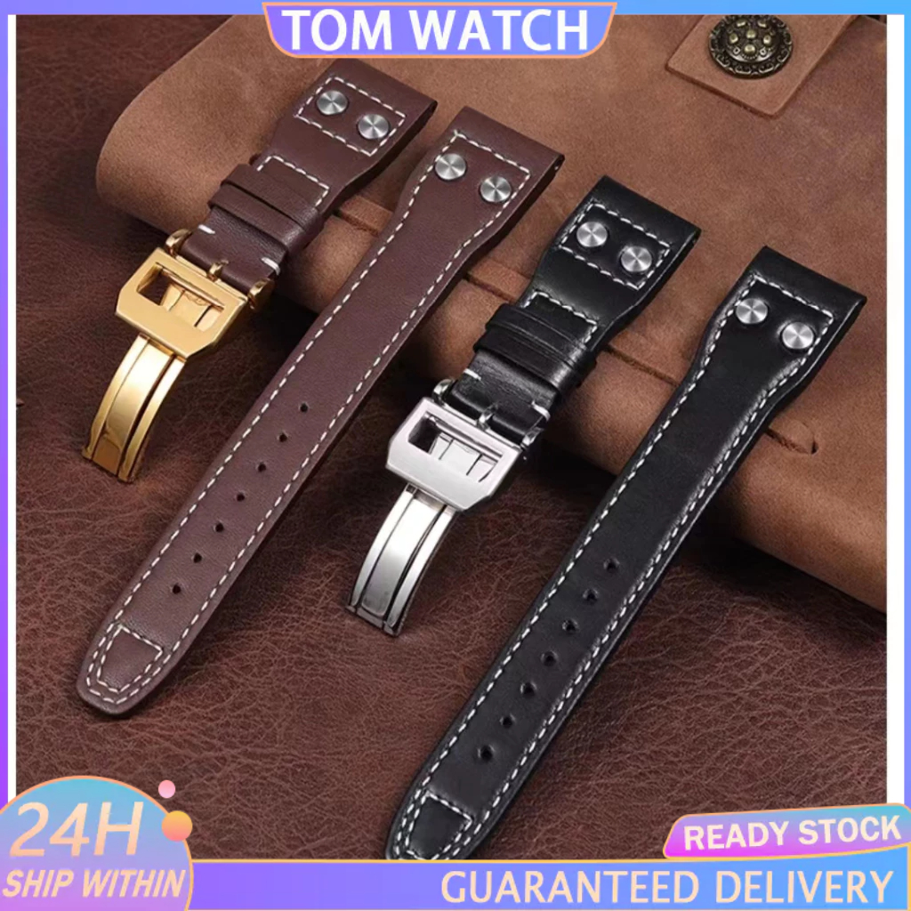 For IWC Leather Strap 21mm 22mm Watch Strap Suitable for Pilot Spitfire