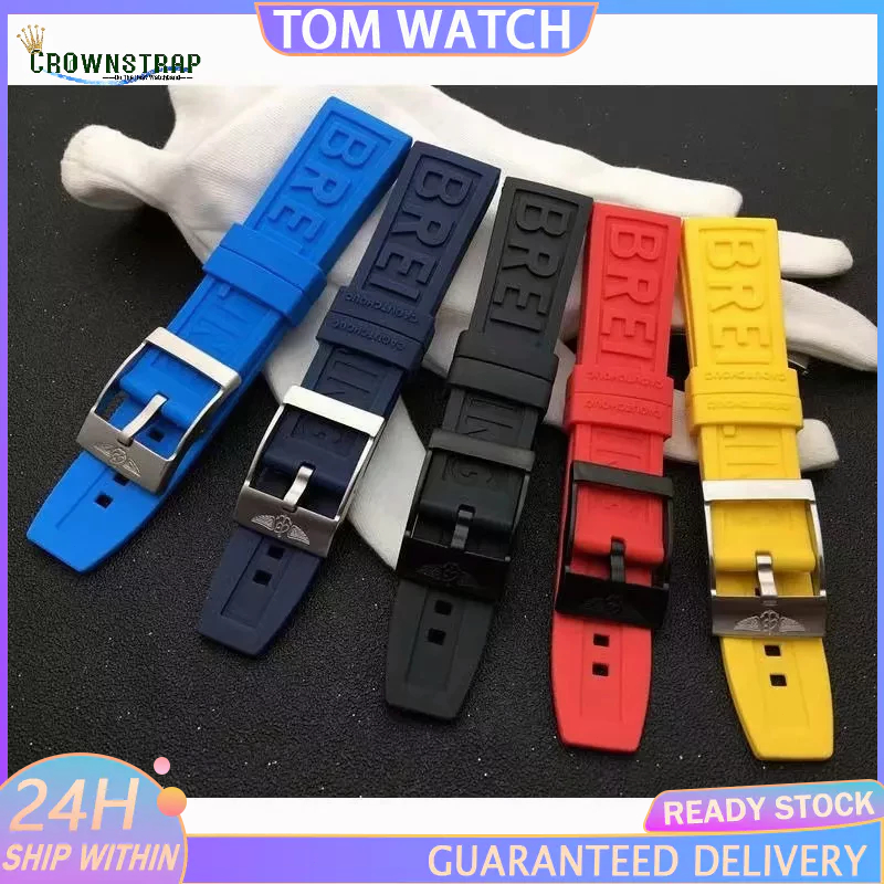 Bracelet Caoutchouc Fluoré Pour Breitling Superocean, Challenger, Avenger - Boucle Acier Inox, Réglable, Confortable