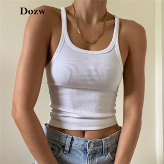  Casual White Sleeveless Cotton Cami Top Women Fashion