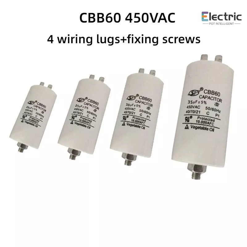 Cbb60 Bimetal Insert Terminal+Bottom Fixing Screw Capacitor 450VAC ...
