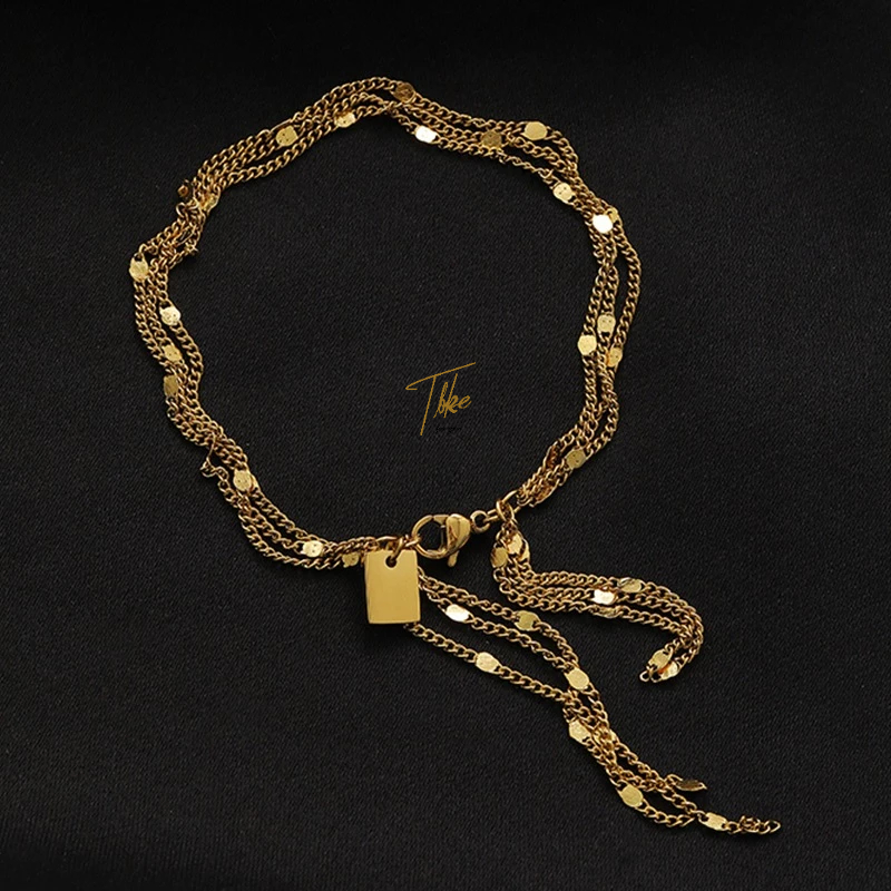 Tala 18K Gold Inspired -Light luxury titanium steel chain tassel ...