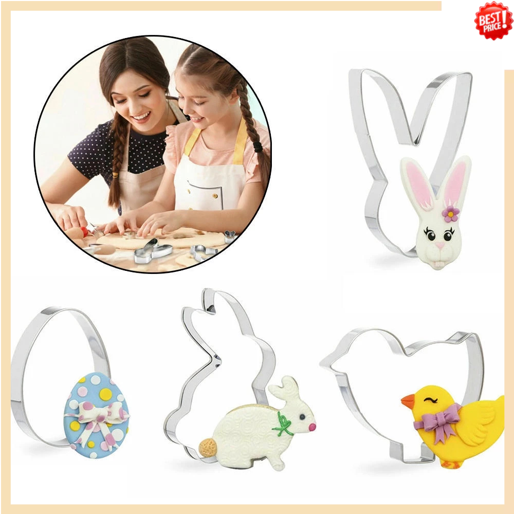 4 Pack Easter Cookie Cutter Set Bunny Chicken Egg Chick Rabbit Fondant ...