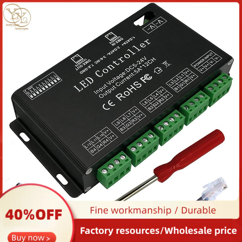 12 Channel DMX Decoder RGB LED Controller 60A PWM DMX512 Dimmer Driver ...