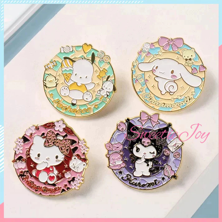 Sanrio Brooch Kuromi Cinnamoroll Metal Badge Insignia Cute Bag Button Decorative Clothing Jk