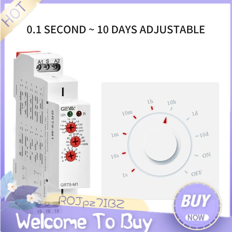 GEYA GRT8-M1 on Off Time Delay Relay 16A AC/DC12V-240V Multifunction ...