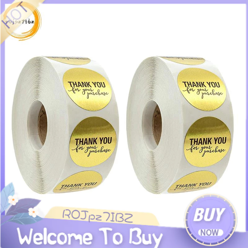 2 Roll1 Inch Round Gold Foil Thank You For Your Purchase Stickers / 500 ...