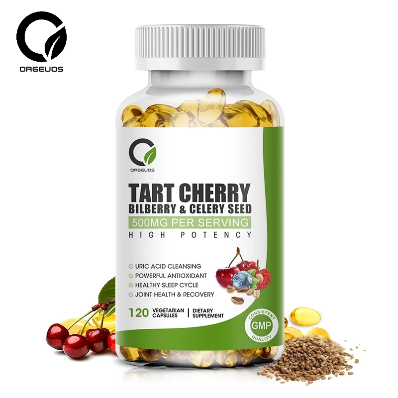 Orgeuos Tart Cherry Capsule With Bilberry & Celery Seed Extract Uric Acid Cleansing Effect