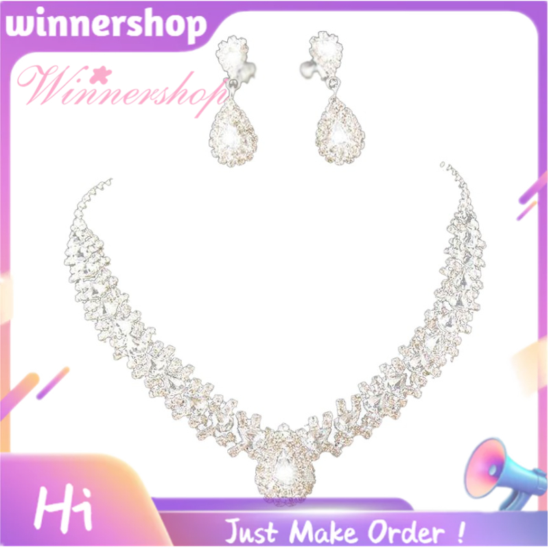 ⏳Women's Jewelry Set Bridal Wedding White Great Drop Flash Diamond ...