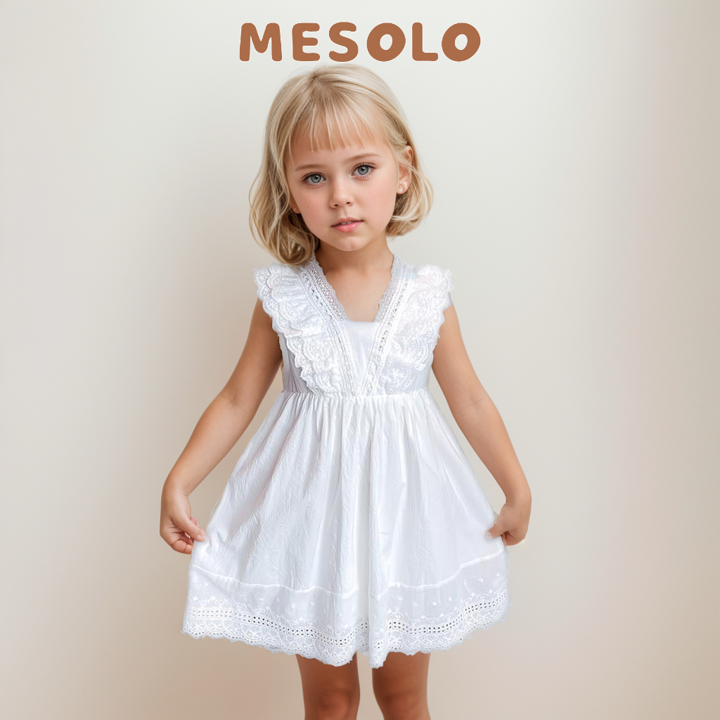 Mesolo Toddler Girl Princess Dress Lace Short Sleeve White Girl Dress For Wedding Party A line Dress For Kids Girl Shopee Philippines
