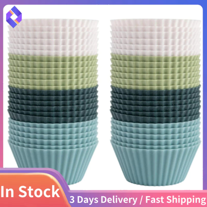 Silicone Baking Cups, Reusable Cupcake Liners,48 Pack Cake Molds