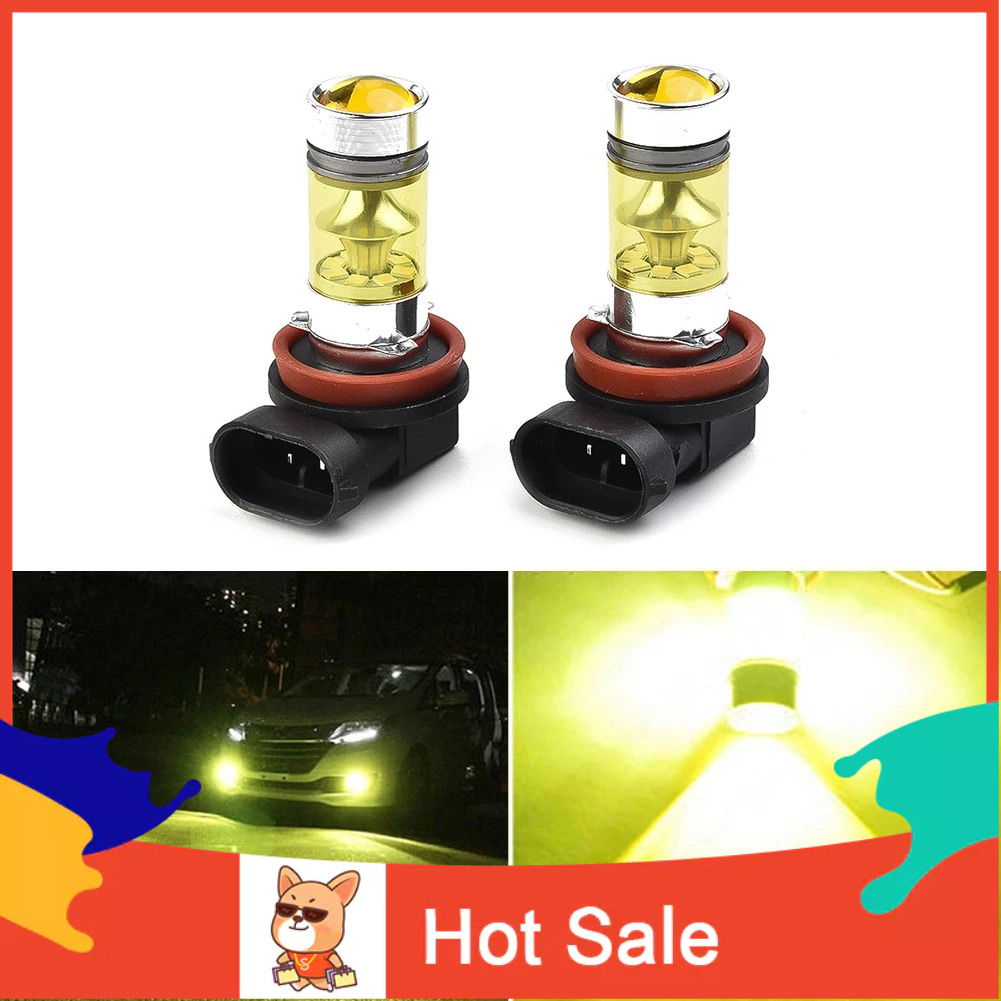 Pcs H H Led Car Fog Light Yellow Anti Fog Bulbs K W Lm