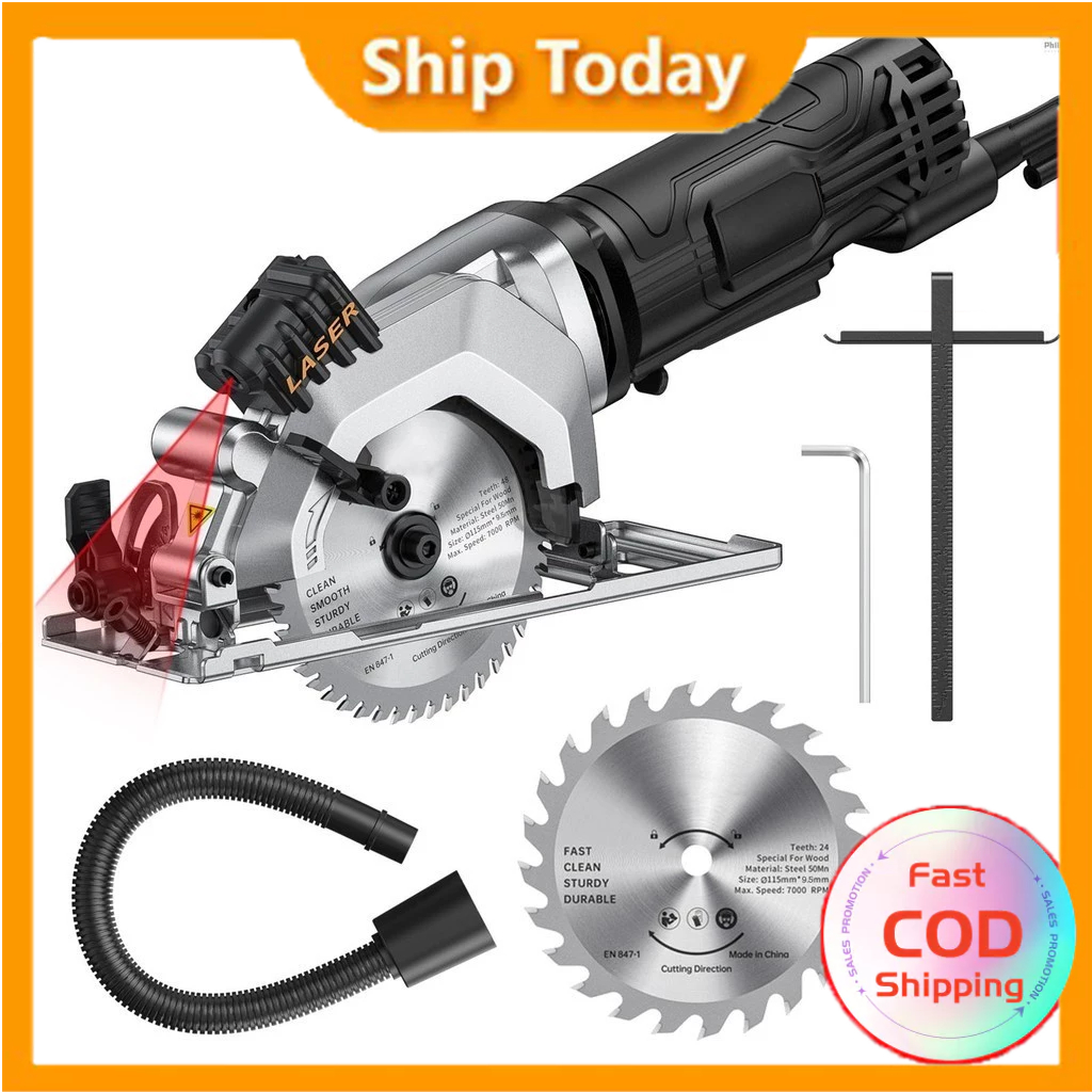 LOCAL SHIP Mini Circular Saw 4.8Amp 4 1 2 Inch Compact Circular Saw 3700RPM Electric Circular Saws with Laser Cutting Guide for Wood Tile and