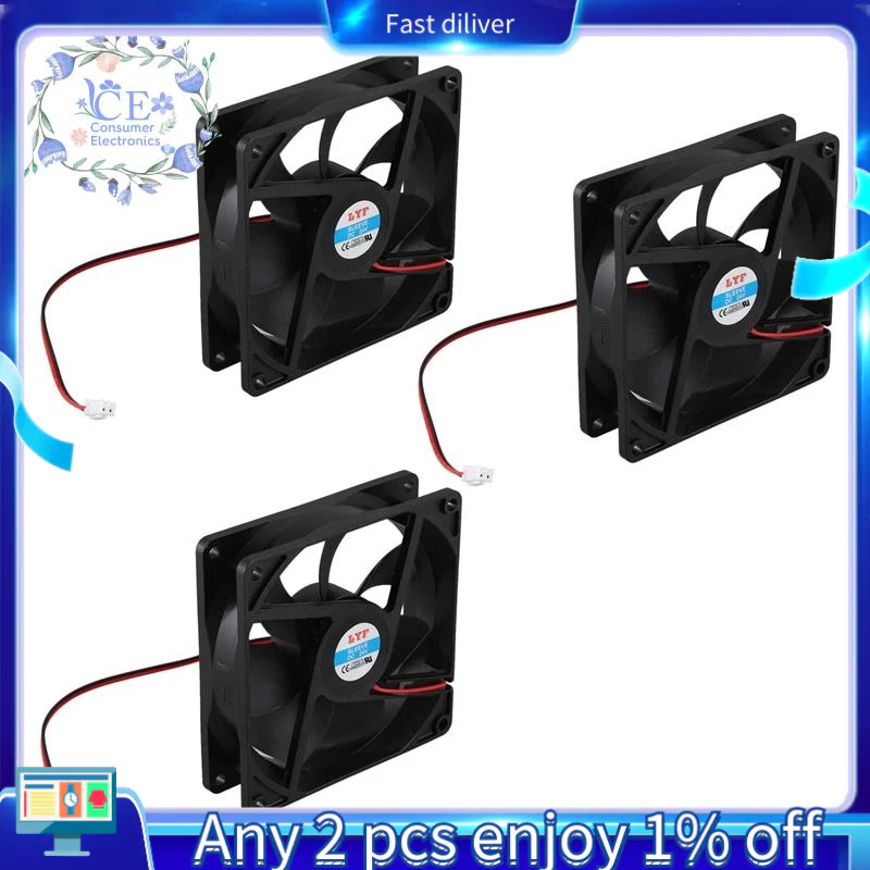 3pcs 92mm x 25mm 24V 2Pin Sleeve Bearing Cooling Fan for PC Case CPU ...