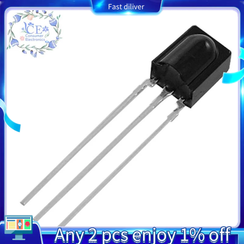 10 Pcs Reception Distance 15M Infrared VS838 IR Receiver Modules Black ...