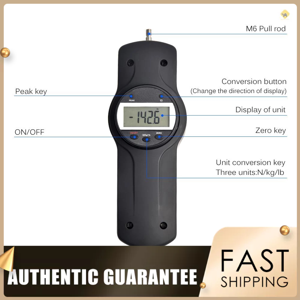 Digital Force Gauge Push Pull Meter with 5 Side Heads Dynamometer ...