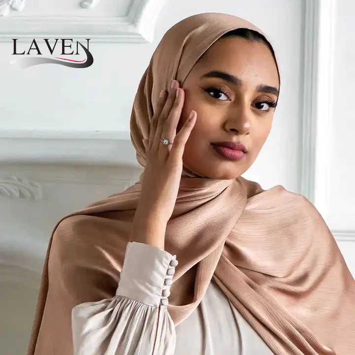 Laven Malaysia Premium Shawls Plain Chiffon Hijab Bawal Pleated Wrinkle Crinkle Scarf Muslim 9711