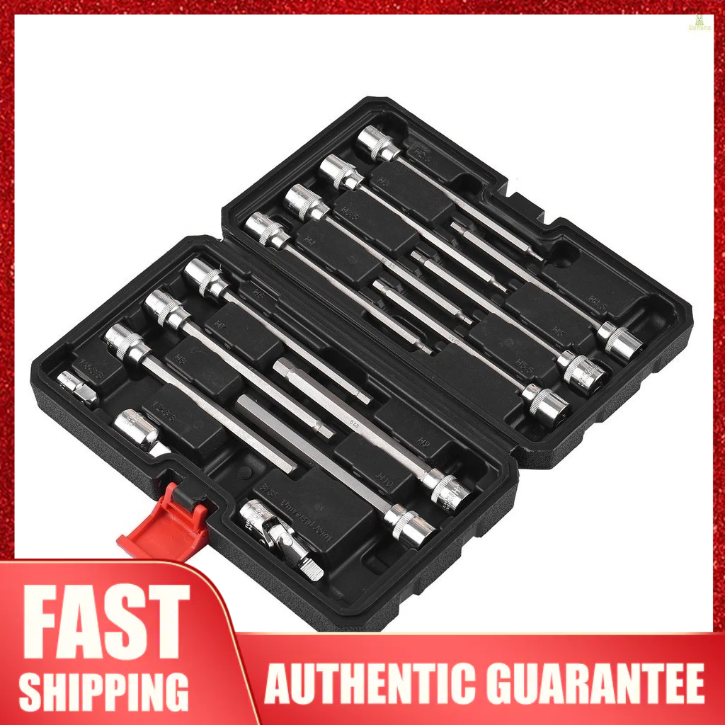 15PCS 3/8” Drive Metric Extra Long Allen Hex Bit Socket Set 12 Pieces