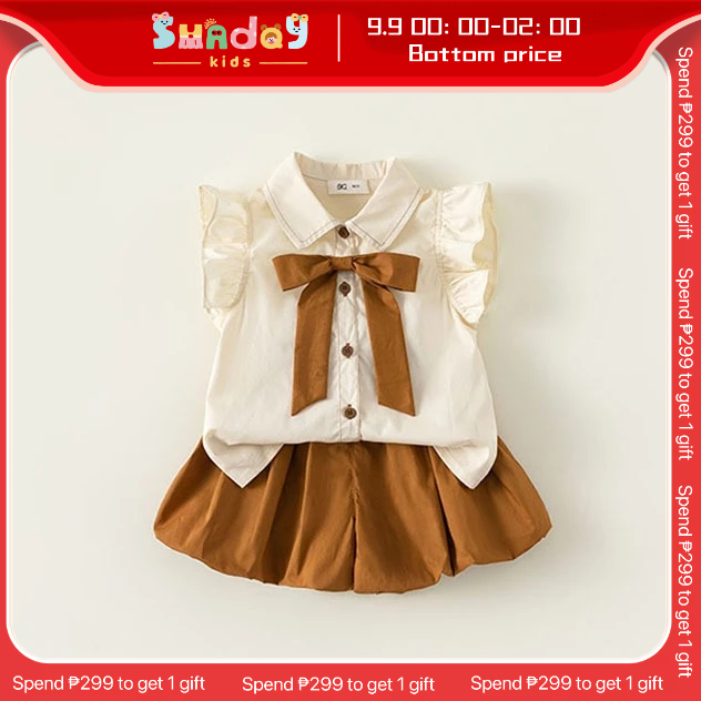 Ternos For Kids Girls College Little Flying Sleeve Girls Suit Tops And