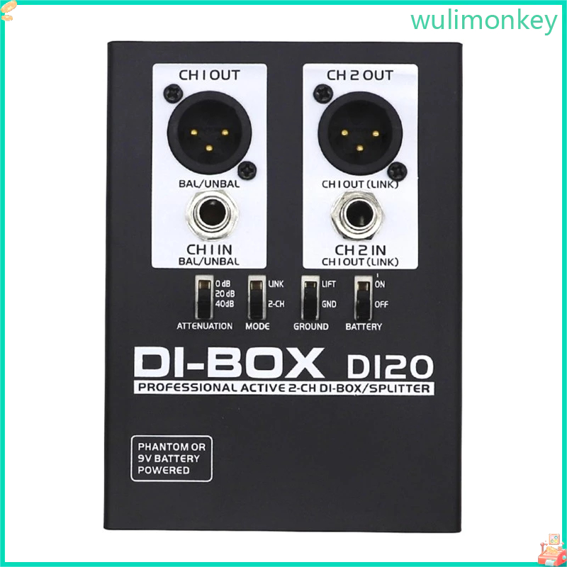Small 2 Channel Direct Box Active DI20 DI BOX for Instrument to Mixer ...