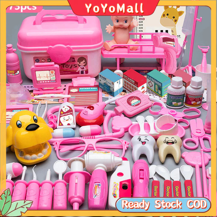 【LowPrice】74PCS Doctor Toy Set Nurse Stethoscope Injection Girl Medical ...