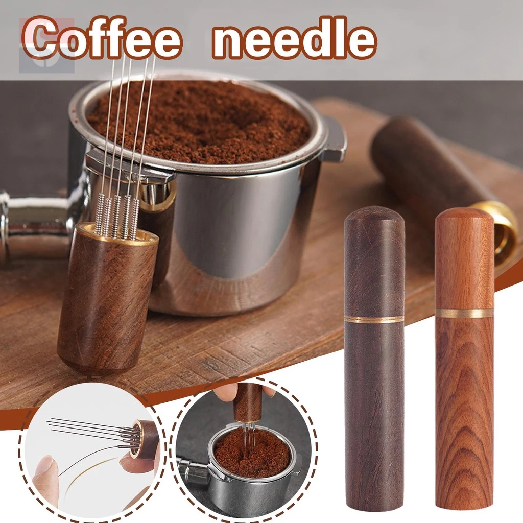 Stainless Steel Needle Coffee Tamper Distributor Wood Handle Espresso ...