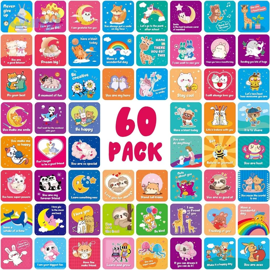 60 Pack Lunch Box Notes for Kids Motivational Lunchbox Notes ...