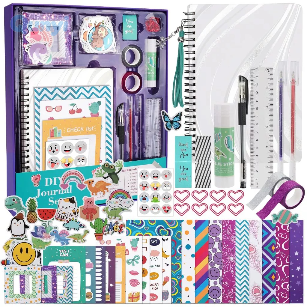 DIY Journal Kit for Girls 104pcs Scrapbook Diary Supplies Set