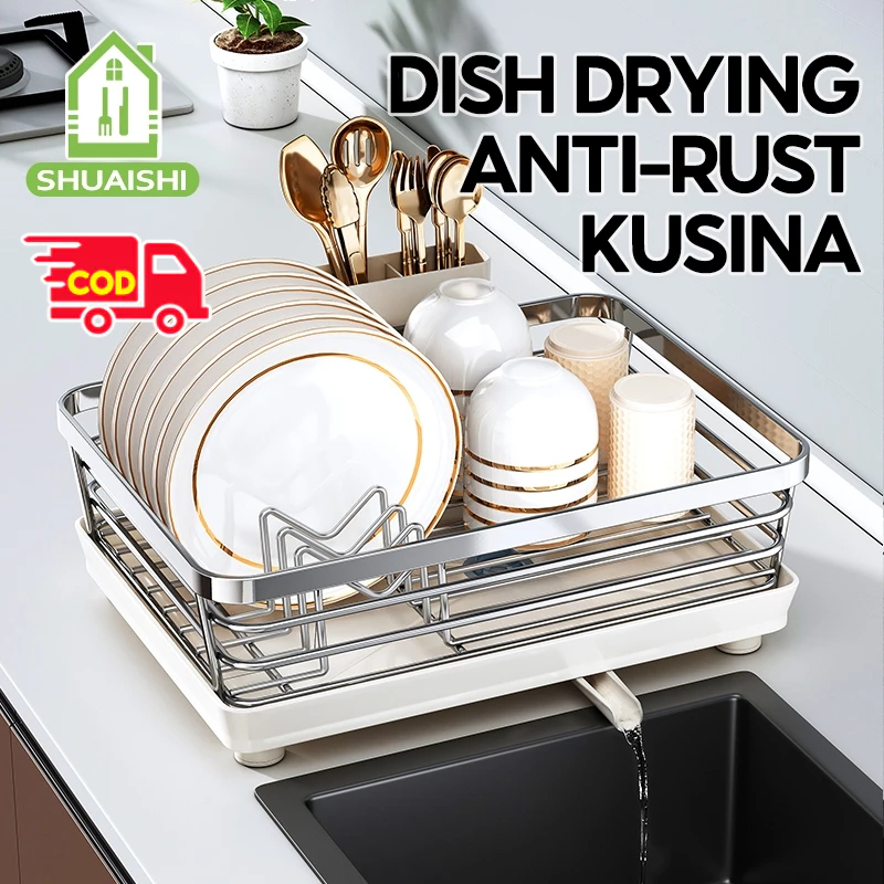 Anti-rust Dish Drainer Kitchen Plates Rack 304 Stainless Steel Basket ...