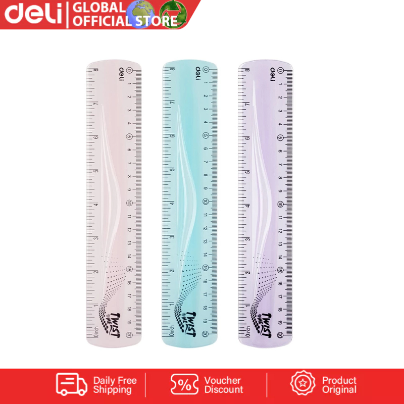 Deli EH20 Flexible Ruler Mixed 1PC Stationery Study Supplies | Shopee ...