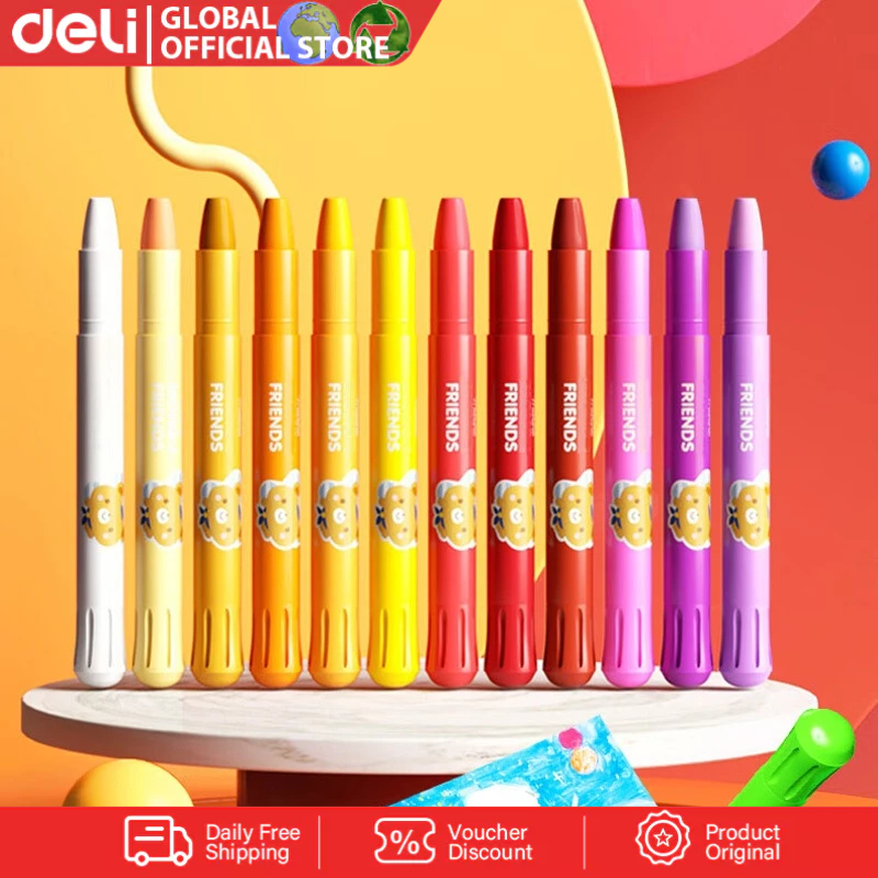 Deli 12/18/24 Colors Rotating Crayon Rotating Rod For Kids Water ...