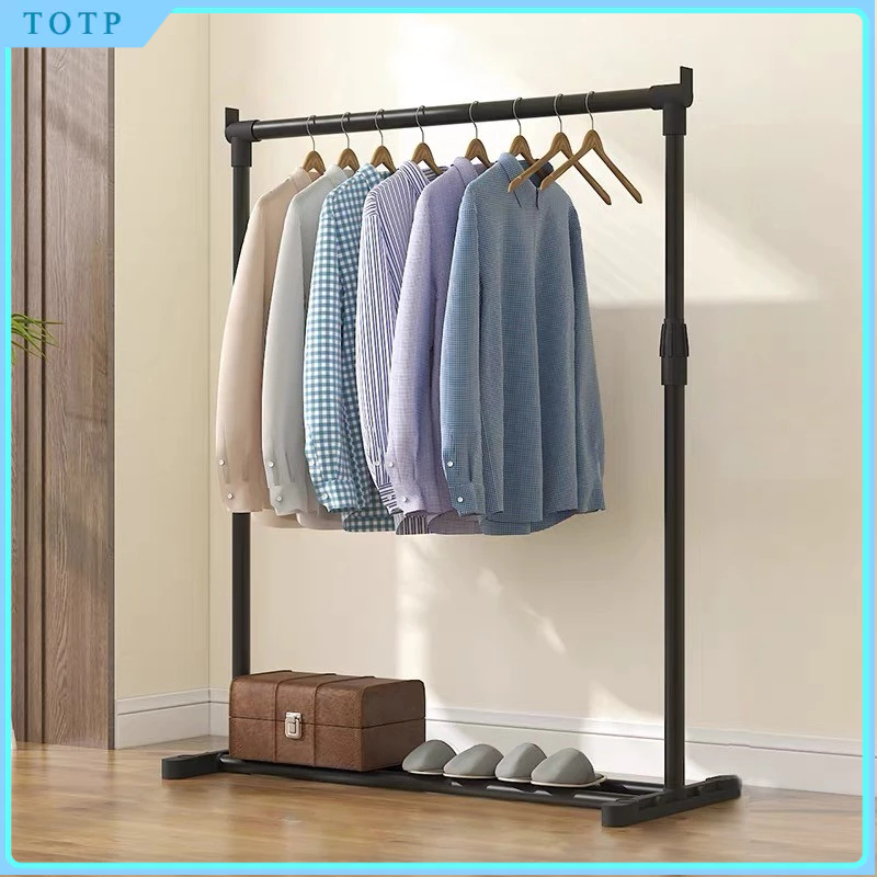 Easy double pole hanging clothes rack floor adjustable folding clothes ...