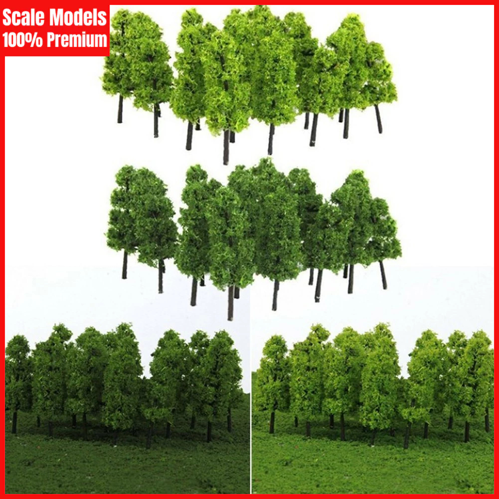 20 Pcs 6cm Model Trees 1:200 Scale Miniature Trees Light and Dark Green ...