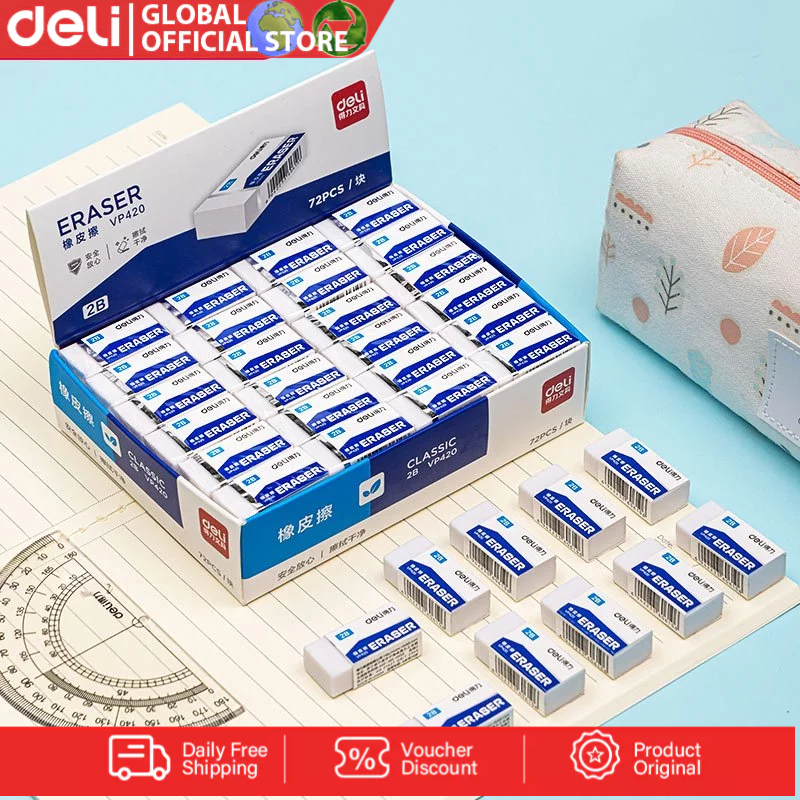 Deli VP420 small white eraser (mixed) (block) | Shopee Philippines