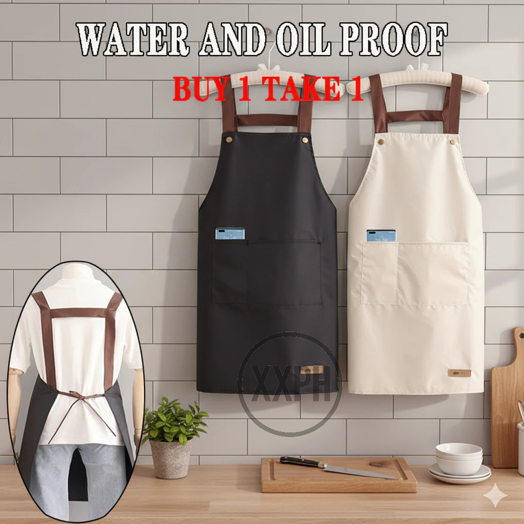 [ BUY 1 TAKE 1] Waterproof Apron Coffee Shop Barber Working Bib Kitchen ...