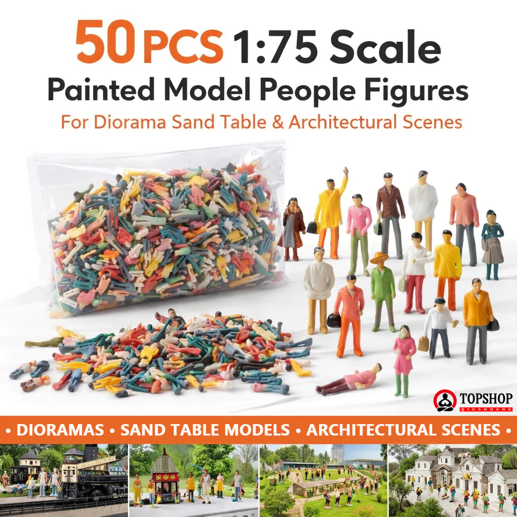 50 Pcs 1:75 Scale Painted Model People Figures for Diorama Sand Table ...