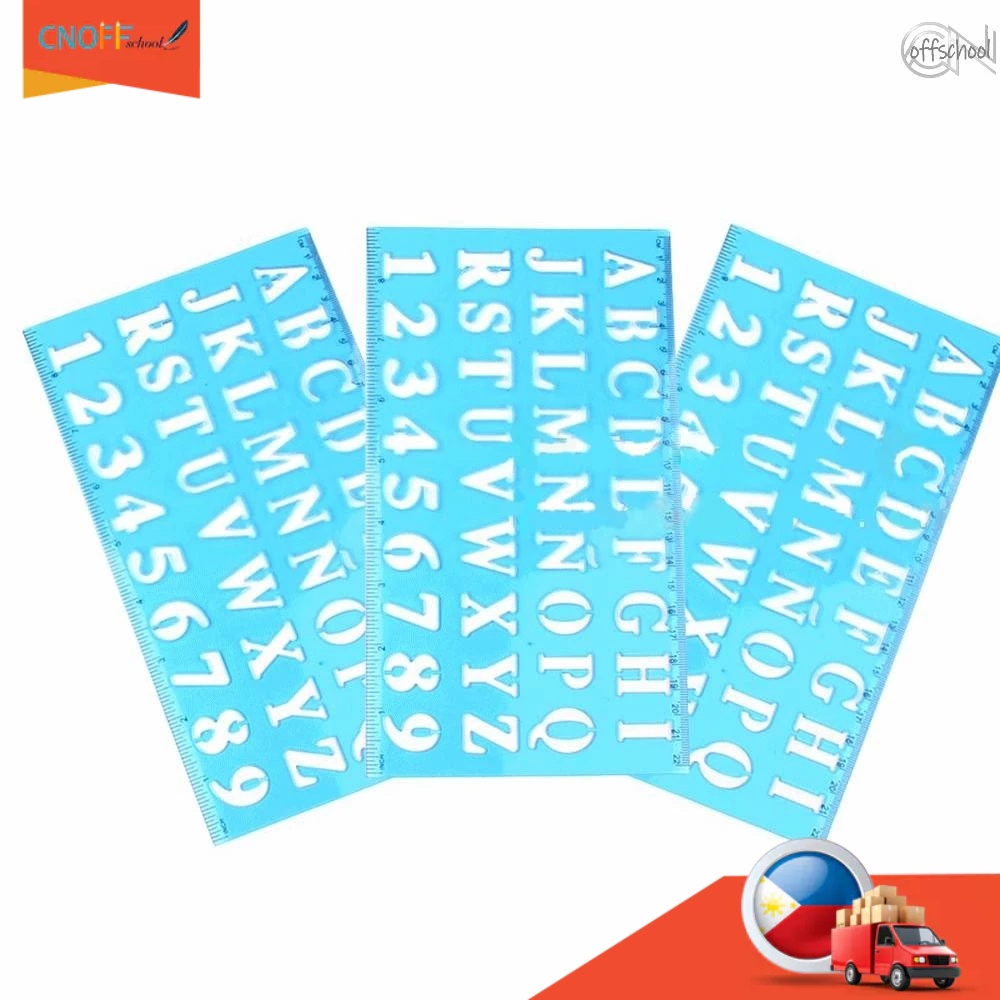 Plastic Drawing Ruler Alphabet & Number Hollow Template Stencil ...