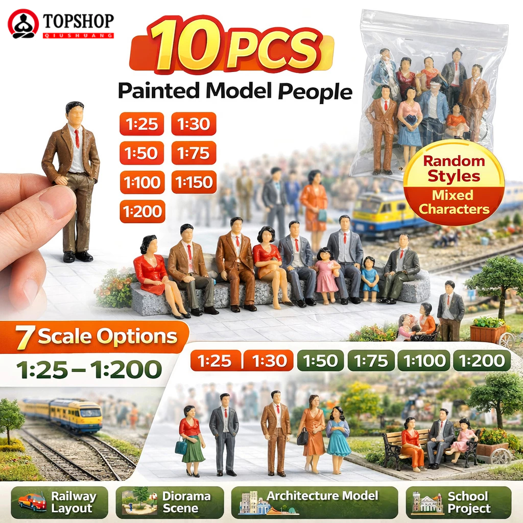 10 Pcs Model People Miniature Figures Random Characters Multi Scale 1: ...