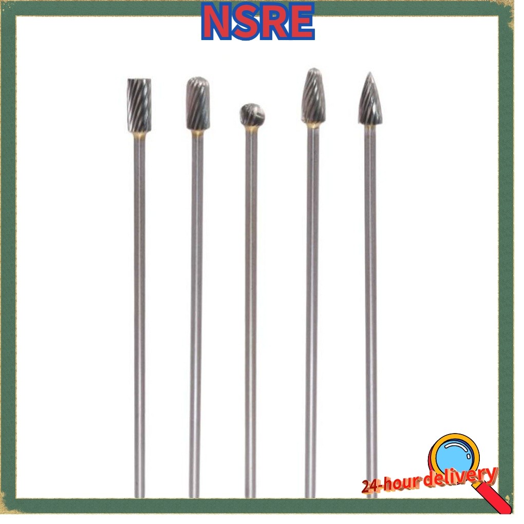 NSRE 5pcs 3x6x100mm Long Single Cut Solid Carbide Rotary Burrs Set ...