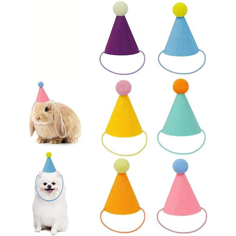 6pcs Mini Party Hats for Dolls, Dog, Cat, Rabbit, Puppies, etc Animals ...