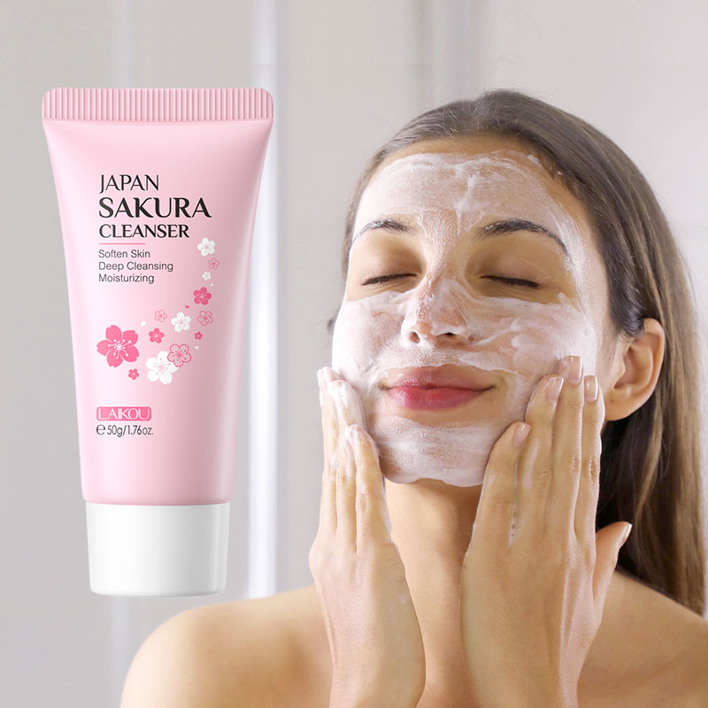LAIKOU Japan Sakura Foam Cleanser Cherry Blossoms Face Wash Oil Control Brightening Skin Care