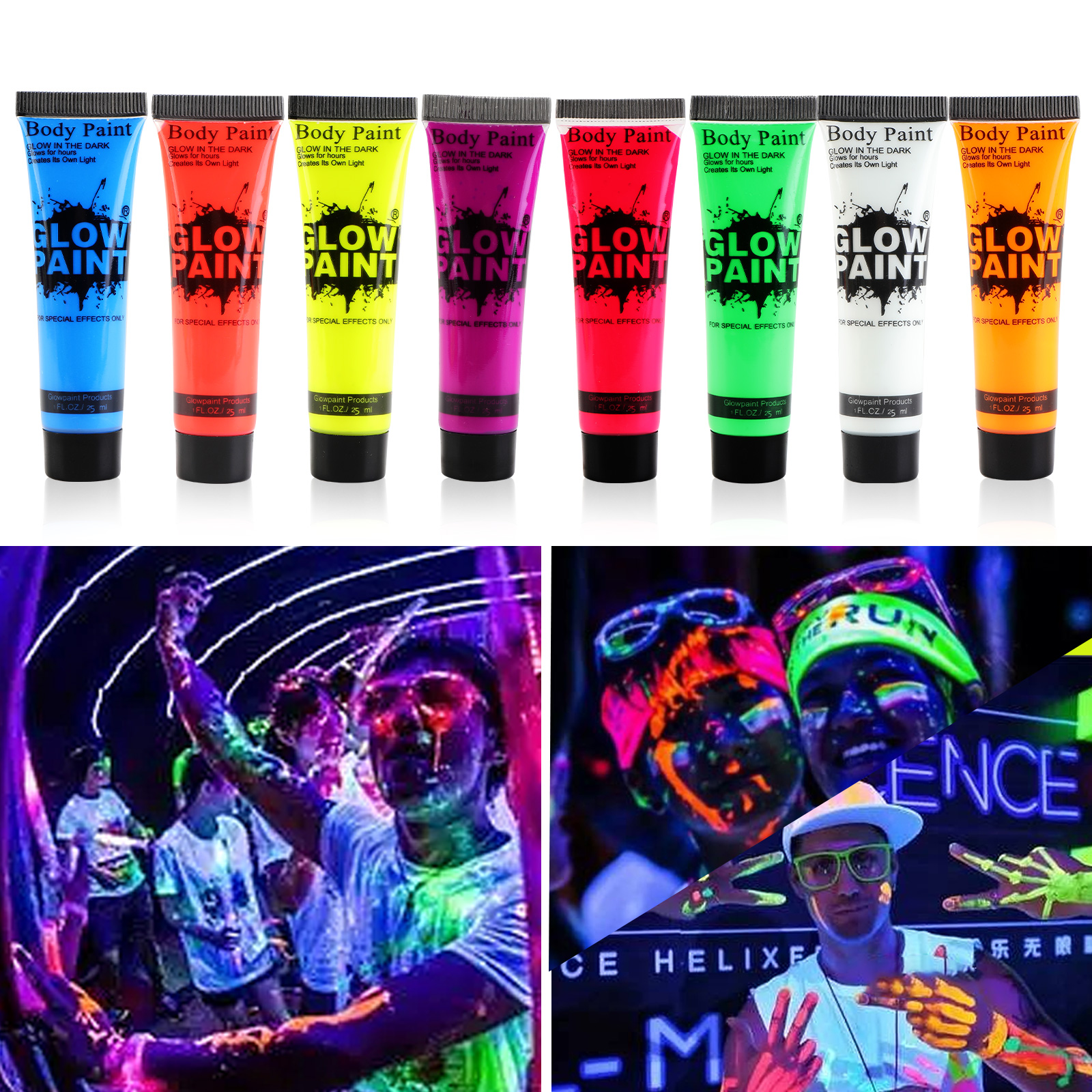 25ML glow in the dark UV Neon face paint UV glow blacklight body paint