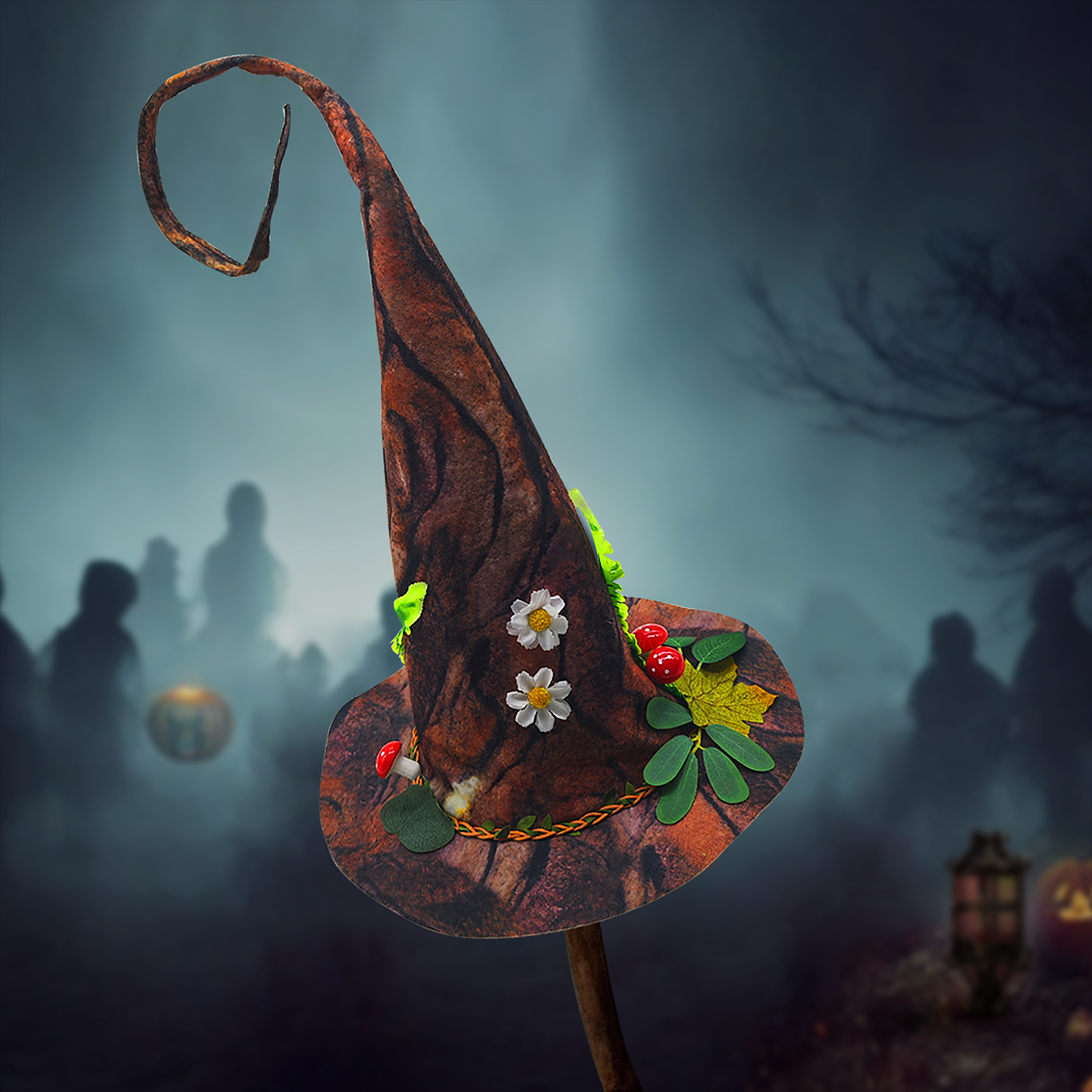 Original Fashion Design Halloween Mushroom Fairy Tale Wizard Hat Brown