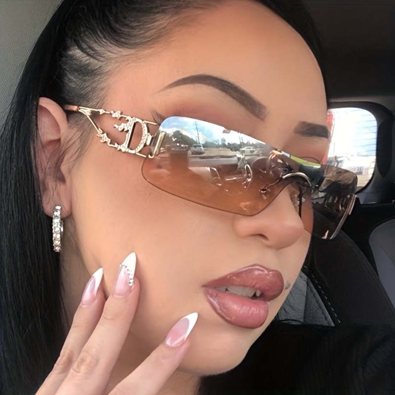 Saashi Y2K Silver Sunglasses Color Hollowed Out Future Technology Hot Girls Trendy.