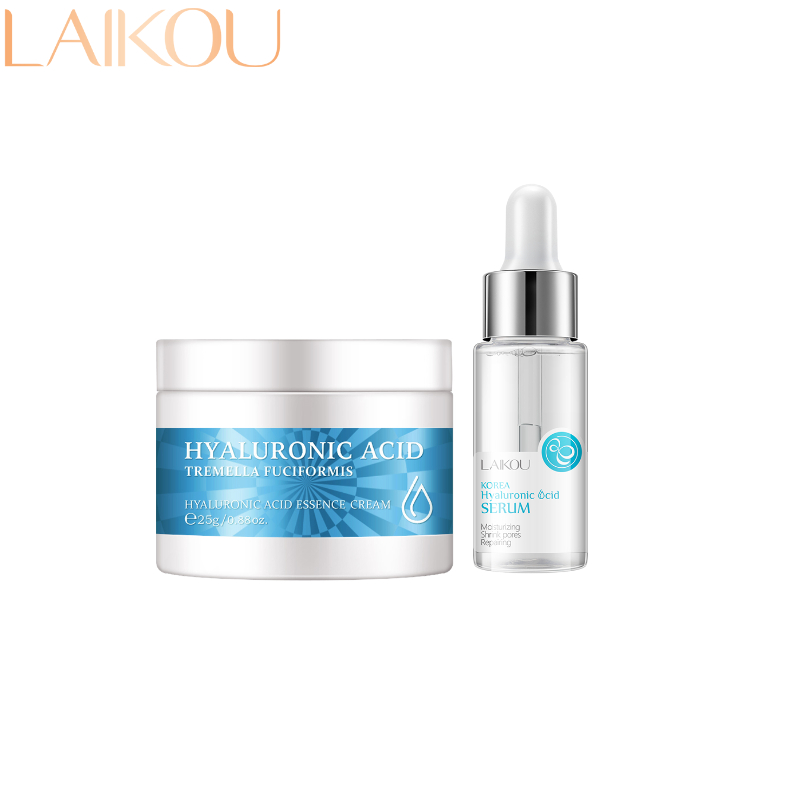LAIKOU Hyaluronic Acid Serum Moisturizer Face Cream Repairing Antiaging Skin Care Set Shopee